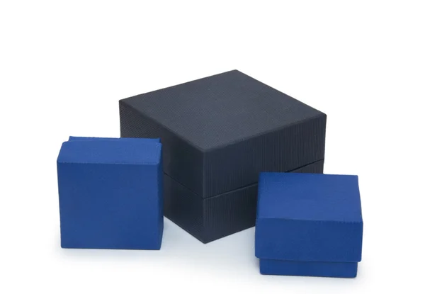 Black and blue boxes isolated on white — Stock Photo, Image