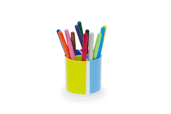 Selection of markers in pencil holder — Stock Photo, Image