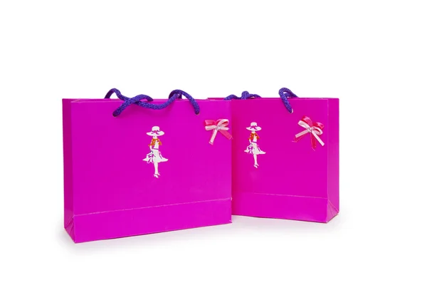 Roze geschenkdozen op witte achtergrond. — Stockfoto