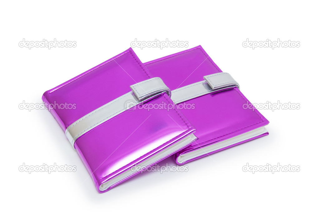 pink books isolated on white background