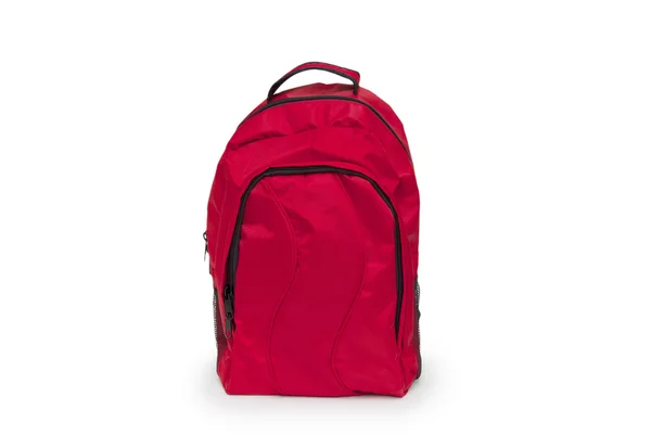 Roter Schulrucksack isoliert auf weißem Grund — Stockfoto