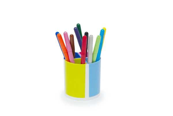 Selection of markers in pencil holder — Stock Photo, Image