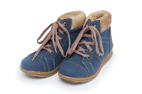 Blue childrens boots — Stock Photo, Image