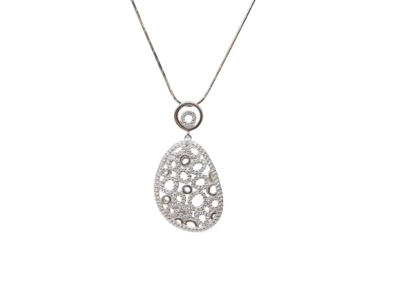 Collier en argent isolé sur le fond blanc — Photo