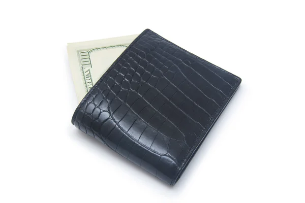 Leather wallet with money isolated on white background — Stock Photo, Image
