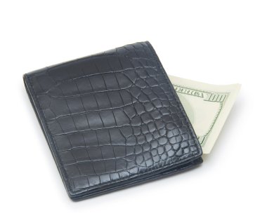 beyaz arka planda izole edilmiş paralı deri cüzdan