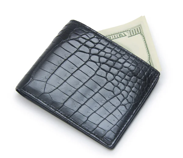 Leather wallet with money isolated on white background — Stock Photo, Image