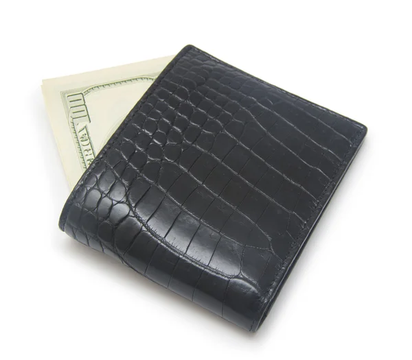 Leather wallet with money isolated on white background — Stock Photo, Image