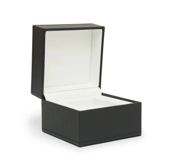 Open black gift box isolated on white Stock Photo