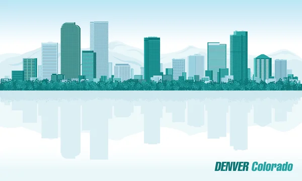 Skyline van Denver colorado gedetailleerde vector — Stockvector