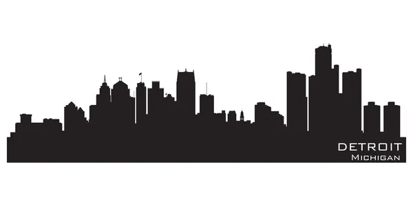 Detroit, skyline Michigan. Gedetailleerd vectorsilhouet — Stockvector