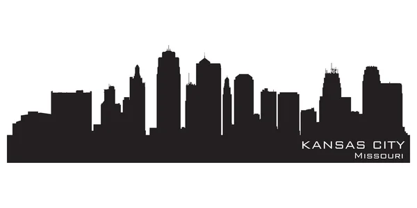 Kansas city, missouri skyline. gedetailleerde vector silhouet — Stockvector