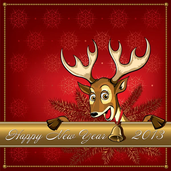クリスマスの鹿。グリーティング カード. — ストックベクタ