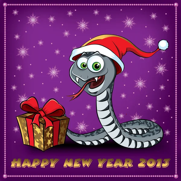 New Year Snake. Greeting Card. — Stock Vector