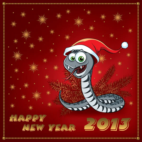 New Year Snake. Greeting Card. — Stock Vector