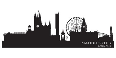 Manchester, İngiltere'de manzarası. Detaylı siluet