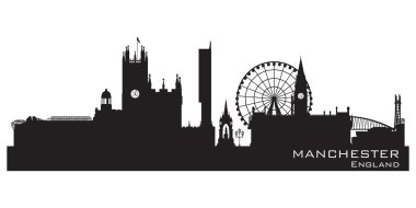 Manchester, England skyline. Detailed silhouette clipart
