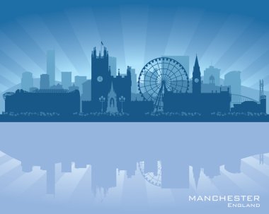Manchester, İngiltere'de manzarası ile su yansıma
