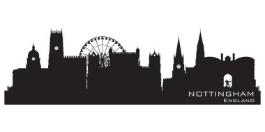 Nottingham, İngiltere'de manzarası. Detaylı siluet. vektör illustr