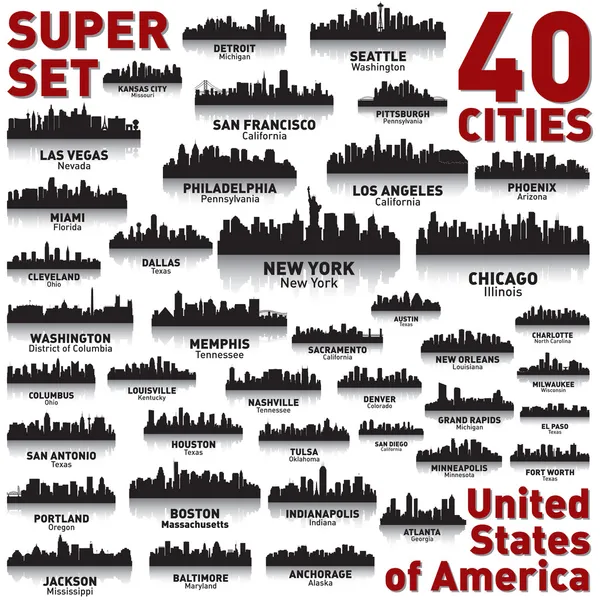 Incredibile skyline della città. Stati Uniti d'America . — Vettoriale Stock