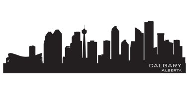 Calgary, Kanada manzarası. Detaylı siluet