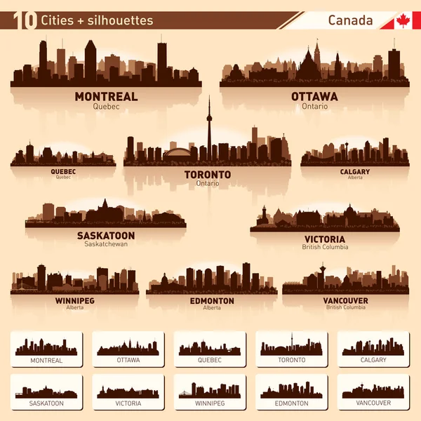 Stadtsilhouette gesetzt. 10 Stadtsilhouetten Kanadas # 1 — Stockvektor