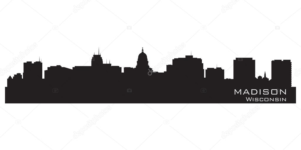 Madison, Wisconsin skyline. Detailed city silhouette.