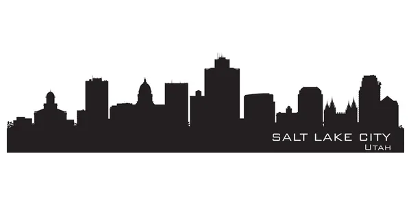 Salt lake city, utah skyline. gedetailleerde stad silhouet — Stockvector