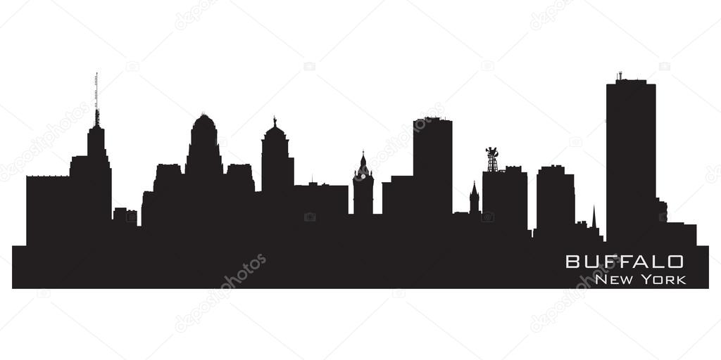 Buffalo, New York. Detailed city silhouette