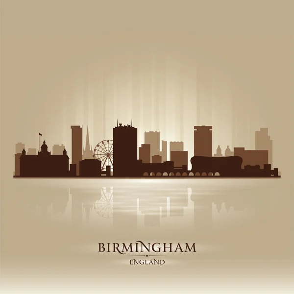 Birmingham Inglaterra skyline silueta de la ciudad — Archivo Imágenes Vectoriales