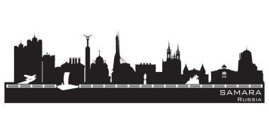Samara Russia city skyline Detailed silhouette clipart