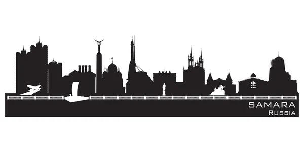 Samara Rusia ciudad skyline silueta detallada — Vector de stock