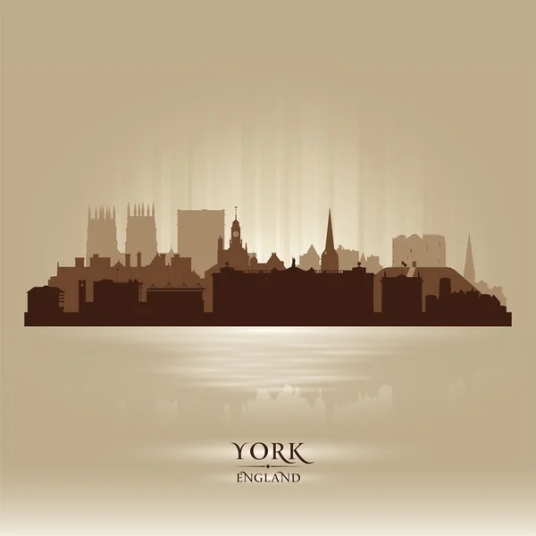 York Engeland stad skyline van silhouet — Stockvector