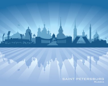 Sankt petersburg Rusya şehir manzarası detaylı siluet
