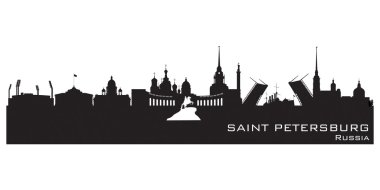 Sankt petersburg Rusya şehir manzarası detaylı siluet