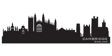Cambridge İngiltere'de şehir manzarası detaylı siluet
