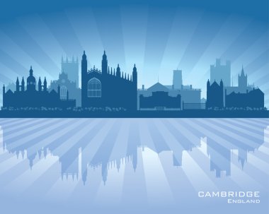 Cambridge İngiltere'de şehir manzarası siluet