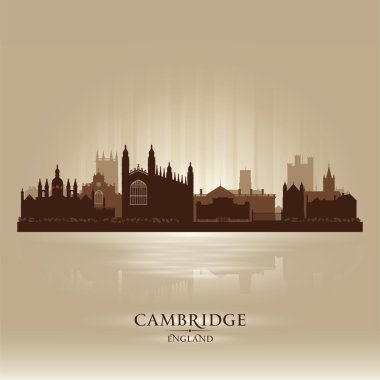 Cambridge İngiltere'de şehir manzarası siluet