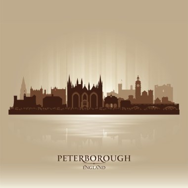 Peterborough İngiltere'de şehir manzarası siluet