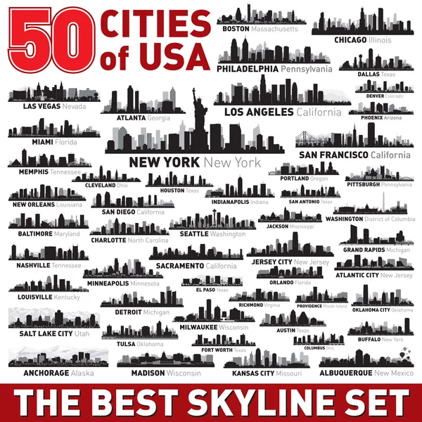 De beste vector stad skyline silhouetten set — Stockvector