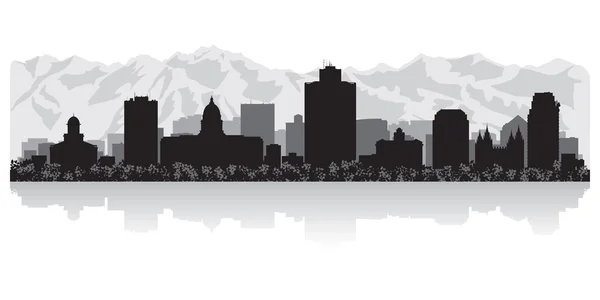 Salt lake city skyline van silhouet — Stockvector