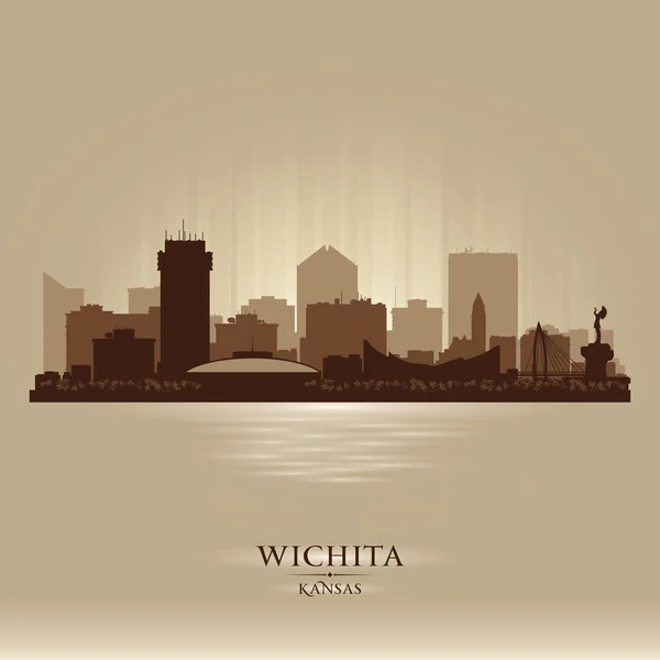 Wichita Kansas cidade skyline vetor silhueta — Vetor de Stock