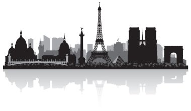 Paris Fransa şehir manzarası siluet