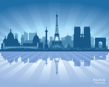 Paris Fransa şehir manzarası siluet vektör
