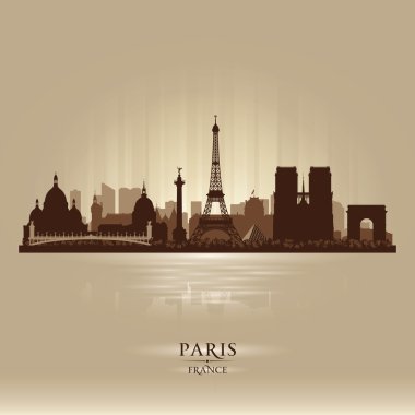 Paris Fransa şehir manzarası siluet vektör