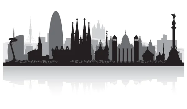 Barcelona Spanje stad skyline van silhouet — Stockvector