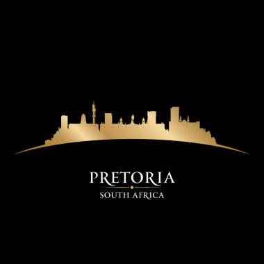 Pretoria Güney Afrika şehir manzarası siluet siyah arka plan