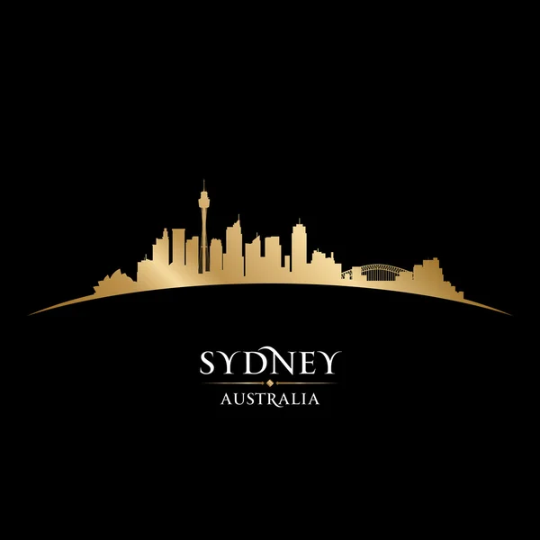 Sídney Australia ciudad skyline silueta negro fondo — Archivo Imágenes Vectoriales