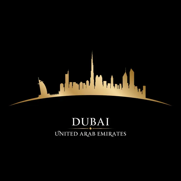 Dubai uae stad skyline van silhouet zwarte achtergrond — Stockvector