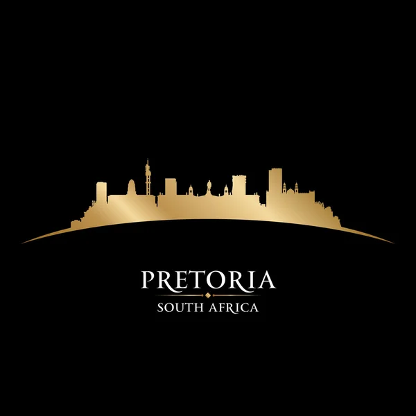 Pretoria Sudáfrica ciudad skyline silueta negro fondo — Archivo Imágenes Vectoriales